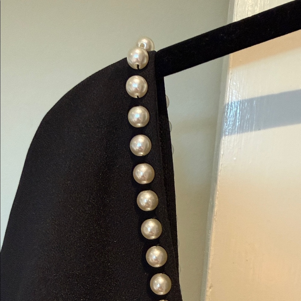 Odd Muse Faux Pearl Dress Black Long Sleeve Like New Medium LONDON GORGEOUS - Picture 7 of 7